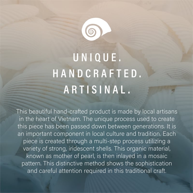 Linon Maui Round Coffee/Accent Table in Gold/Ivory Capiz Shell Mosaic Finish