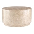 Linon Maui Round Coffee/Accent Table in Gold/Ivory Capiz Shell Mosaic Finish