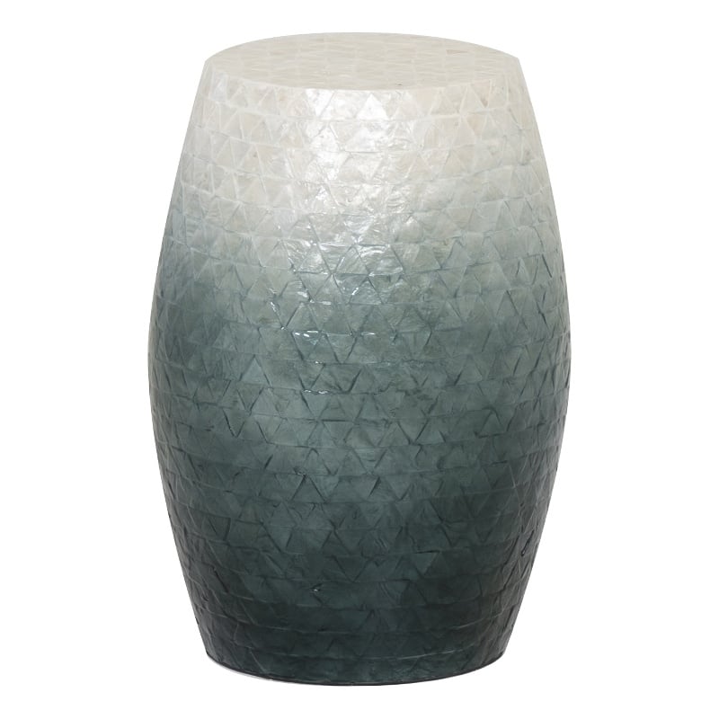 Linon Westly Round Capiz Shell Drum Table in White to Blue Ombre Mosiac