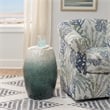 Linon Westly Round Capiz Shell Drum Table in White to Blue Ombre Mosiac