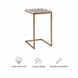 Linon Paola Capiz Shell Fish Mosaic Iron C-Frame Accent Table in Gold/Cream