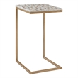 Linon Paola Capiz Shell Fish Mosaic Iron C-Frame Accent Table in Gold/Cream