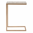 Linon Paola Capiz Shell Fish Mosaic Iron C-Frame Accent Table in Gold/Cream