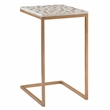 Linon Paola Capiz Shell Fish Mosaic Iron C-Frame Accent Table in Gold/Cream