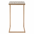 Linon Paola Capiz Shell Fish Mosaic Iron C-Frame Accent Table in Gold/Cream