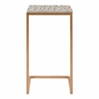 Linon Paola Capiz Shell Fish Mosaic Iron C-Frame Accent Table in Gold/Cream