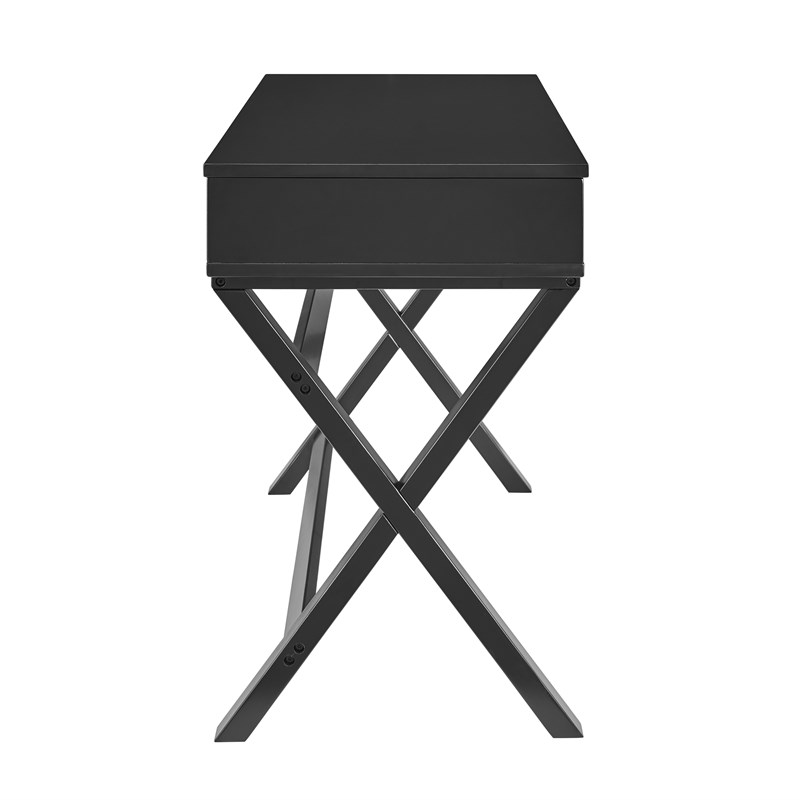 Linon Peggy Lift Top Stand Up Wood Desk with X-Frame Legs in Black