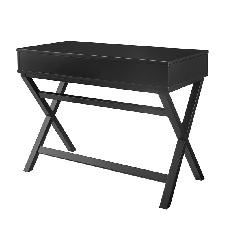 Linon Peggy Lift Top Stand Up Wood Desk with X-Frame Legs in Black
