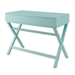 Linon Peggy Lift Top Stand Up Wood Desk with X-Frame Legs in Turquoise Blue