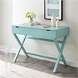 Linon Peggy Lift Top Stand Up Wood Desk with X-Frame Legs in Turquoise Blue