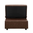 Linon Boone Upholstered Faux Leather Convertible Chair to Sofa Bed in Brown