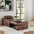 Linon Boone Upholstered Faux Leather Convertible Chair to Sofa Bed in Brown