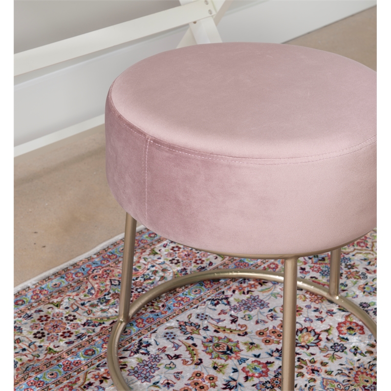 Linon Carly Metal Accent Vanity Stool in Pink - CYMX1950