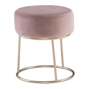 linon carly round metal base fabric upholstered accent vanity stool