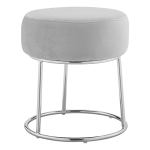 linon carly round metal base fabric upholstered accent vanity stool
