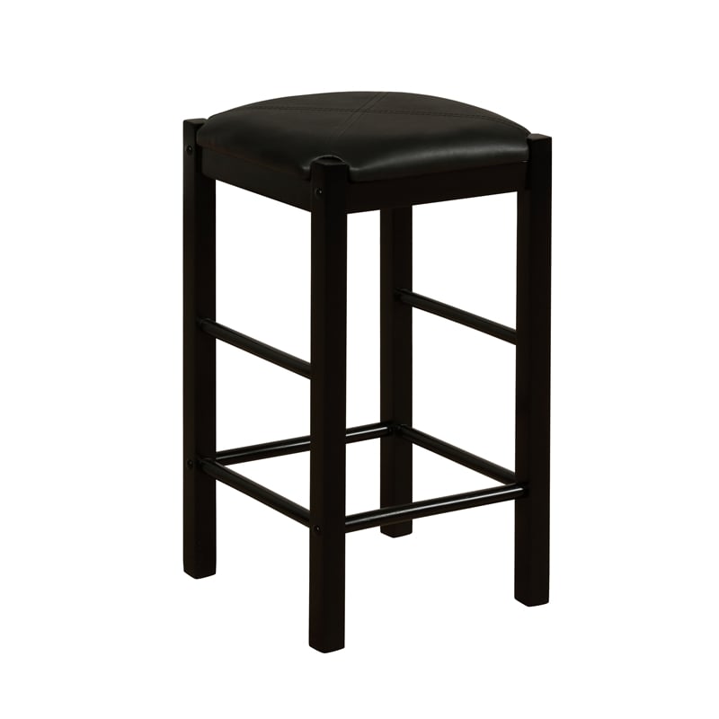 Linon Tifton 3 Piece Wood & Faux Marble Tavern Set Backless Stools in Black