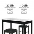 Linon Tifton 3 Piece Wood & Faux Marble Tavern Set Backless Stools in Black