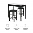 Linon Tifton 3 Piece Wood & Faux Marble Tavern Set Backless Stools in Black