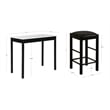 Linon Tifton 3 Piece Wood & Faux Marble Tavern Set Backless Stools in Black