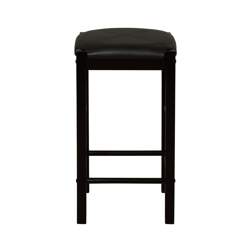 Linon Tifton 3 Piece Wood & Faux Marble Tavern Set Backless Stools in Black