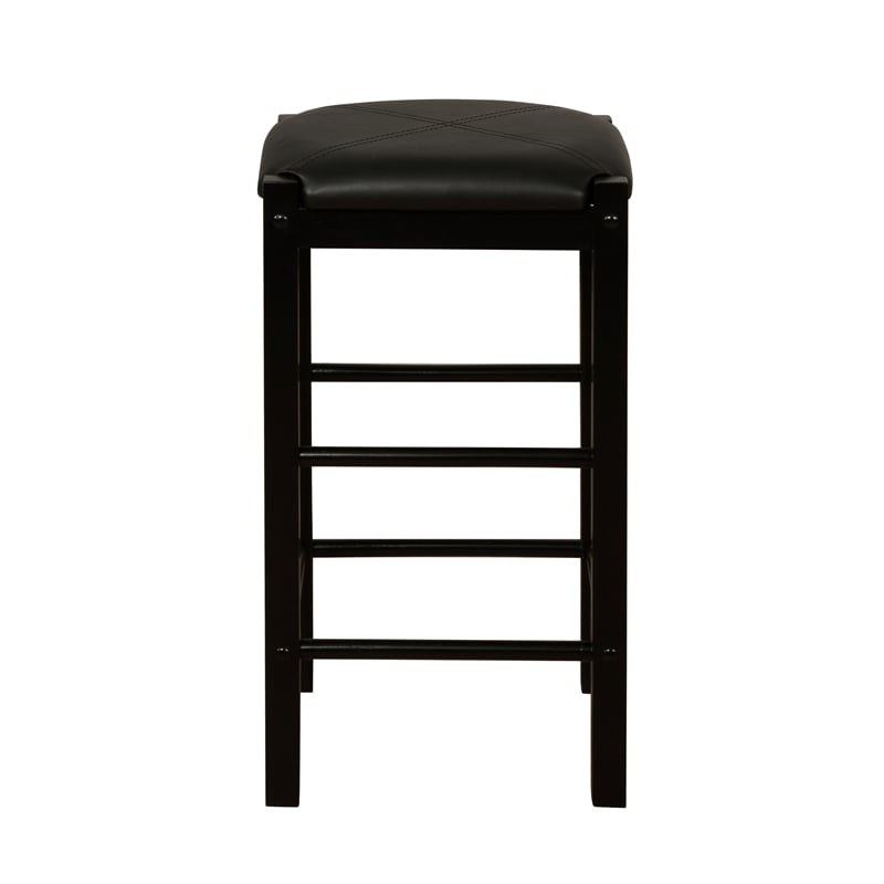 Linon Tifton 3 Piece Wood & Faux Marble Tavern Set Backless Stools in Black