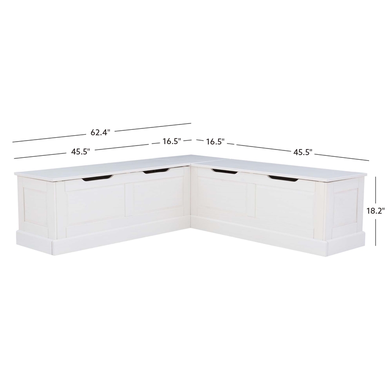 linon troyin wood corner breakfast nook in white