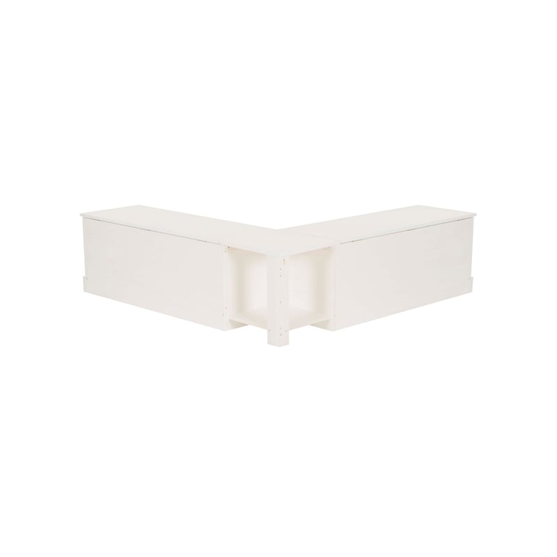 Linon Troyin Backless Corner Nook with Storage in Solid White Pine