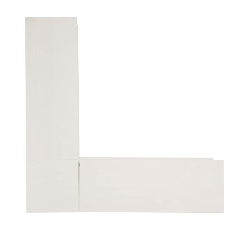 Linon Troyin Backless Corner Nook with Storage in Solid White Pine