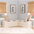 Linon Troyin Backless Corner Nook with Storage in Solid White Pine