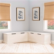 Linon Troyin Backless Corner Nook with Storage in Solid White Pine