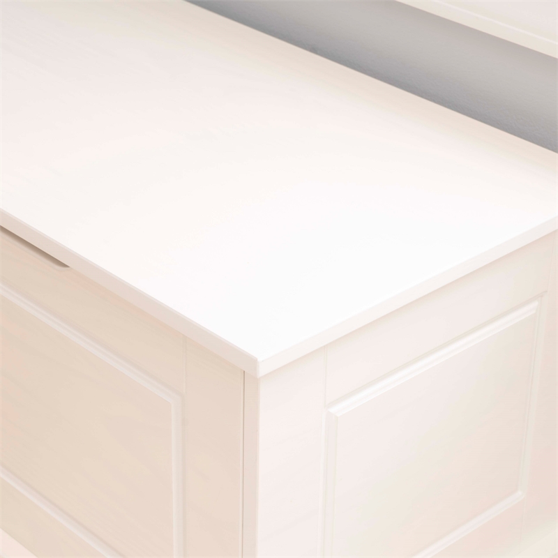 Linon Troyin Backless Corner Nook with Storage in Solid White Pine