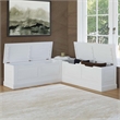 Linon Troyin Backless Corner Nook with Storage in Solid White Pine