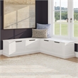Linon Troyin Backless Corner Nook with Storage in Solid White Pine