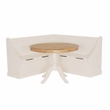 Linon Troyin Corner Storage Nook with 2 Tone Round Table in White/Natural Wood