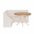 Linon Troyin Corner Storage Nook with 2 Tone Round Table in White/Natural Wood