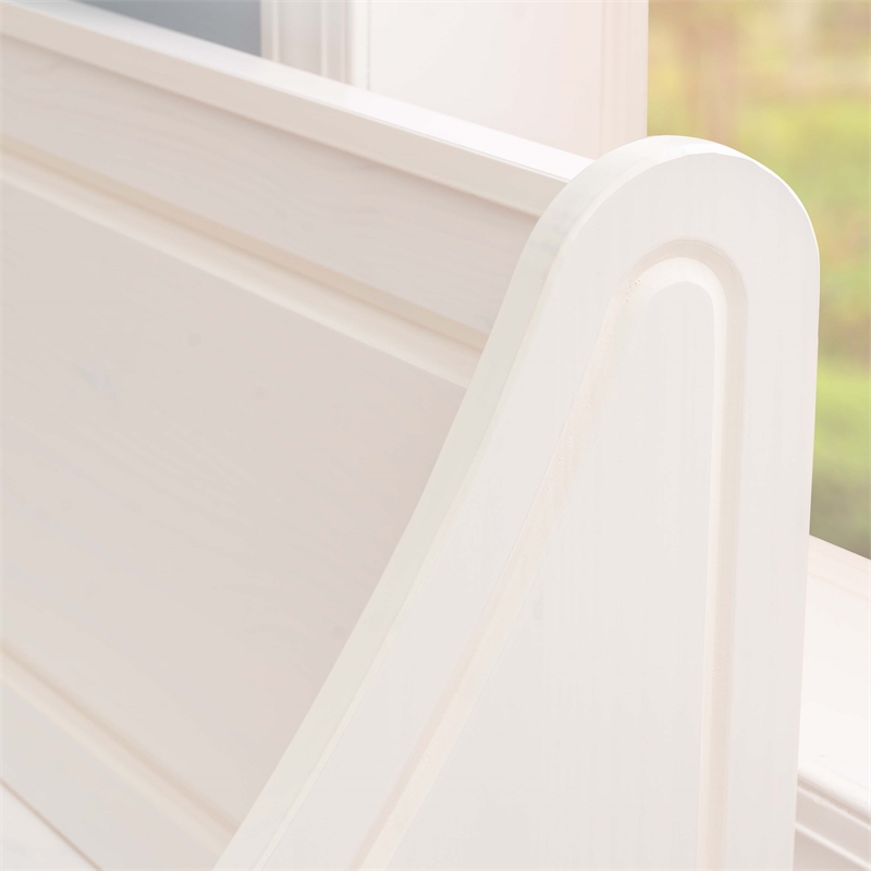 Linon Troyin Corner Storage Nook with 2 Tone Round Table in White/Natural Wood