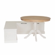Linon Troyin Backless White Storage Nook and Round Table in White/Natural Wood