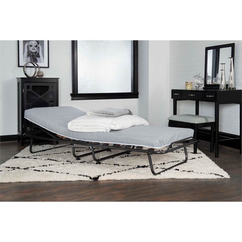 Linon Luxor Adjustable Head Folding Rollaway Bed with Memory Foam in