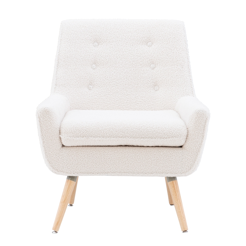 Linon Trelis Wood Upholstered Sherpa Accent Chair in