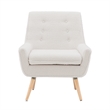 Linon Trelis Upholstered Tufted Accent Chair Natural Wood Legs in Cream Sherpa