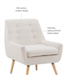 Linon Trelis Upholstered Tufted Accent Chair Natural Wood Legs in Cream Sherpa