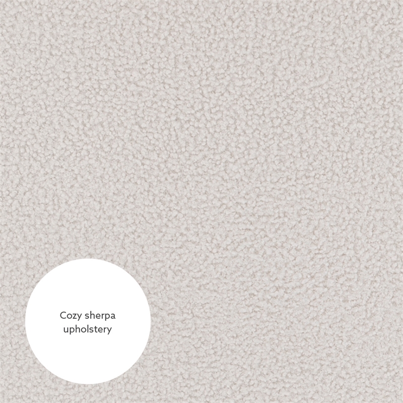 Linon Trelis Upholstered Tufted Accent Chair Natural Wood Legs in Cream Sherpa