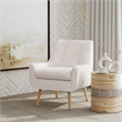 Linon Trelis Upholstered Tufted Accent Chair Natural Wood Legs in Cream Sherpa