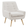 Linon Trelis Upholstered Tufted Accent Chair Natural Wood Legs in Cream Sherpa