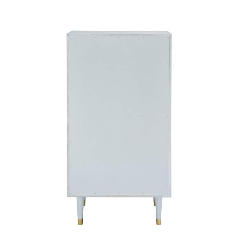 Linon Alick Wood Geo Texture 5 Drawer Chest with Gold Hardware in Gray