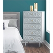 Linon Alick Wood Geo Texture 5 Drawer Chest with Gold Hardware in Gray