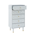 Linon Alick Wood Geo Texture 5 Drawer Chest with Gold Hardware in Gray
