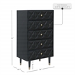 Linon Alick Wood Geo Texture 5 Drawer Chest with Gold Hardware in Glossy Black