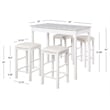 Linon Tifton Five Piece Wood Faux Marble Tavern Set in White