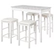 Linon Tifton Five Piece Wood Faux Marble Tavern Set in White